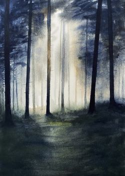 Original Forest Watercolor By Local Artist 