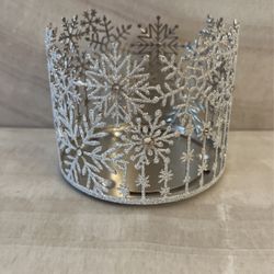 Snowflake Bath And Body Works Candle Holder And Blue Candle 