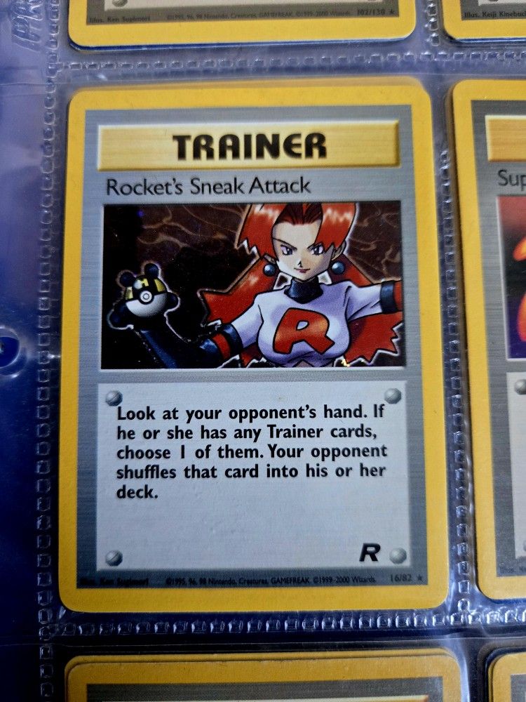 ROCKET’S SNEAK ATTACK TRAINER TEAM ROCKET 1ST EDITION POKEMON HOLO CARD 16/82