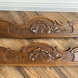 Antique French Walnut Carved Bed Side Boards – Louis XV / Rococo – 75”