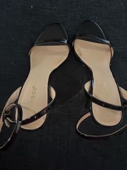 Bamboo Black Patent Strappy Heeled Sandals