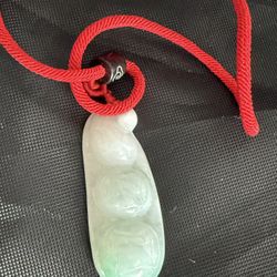 Jade Pendant with Red Cord Grade A Untreated 