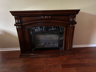 Electric Fireplace with Wood Mantel