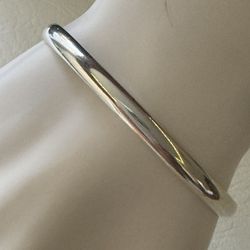 J. Curtis Navajo Sterling Silver ~5MM Wide Plain Cuff Bracelet 