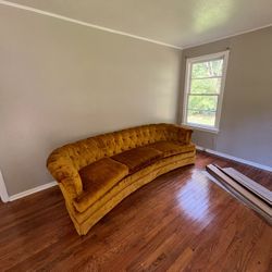 1970s Vintage Golden Yellow Chesterfield Couch
