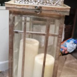 Outdoor Candle Lantern With Two Large Candles