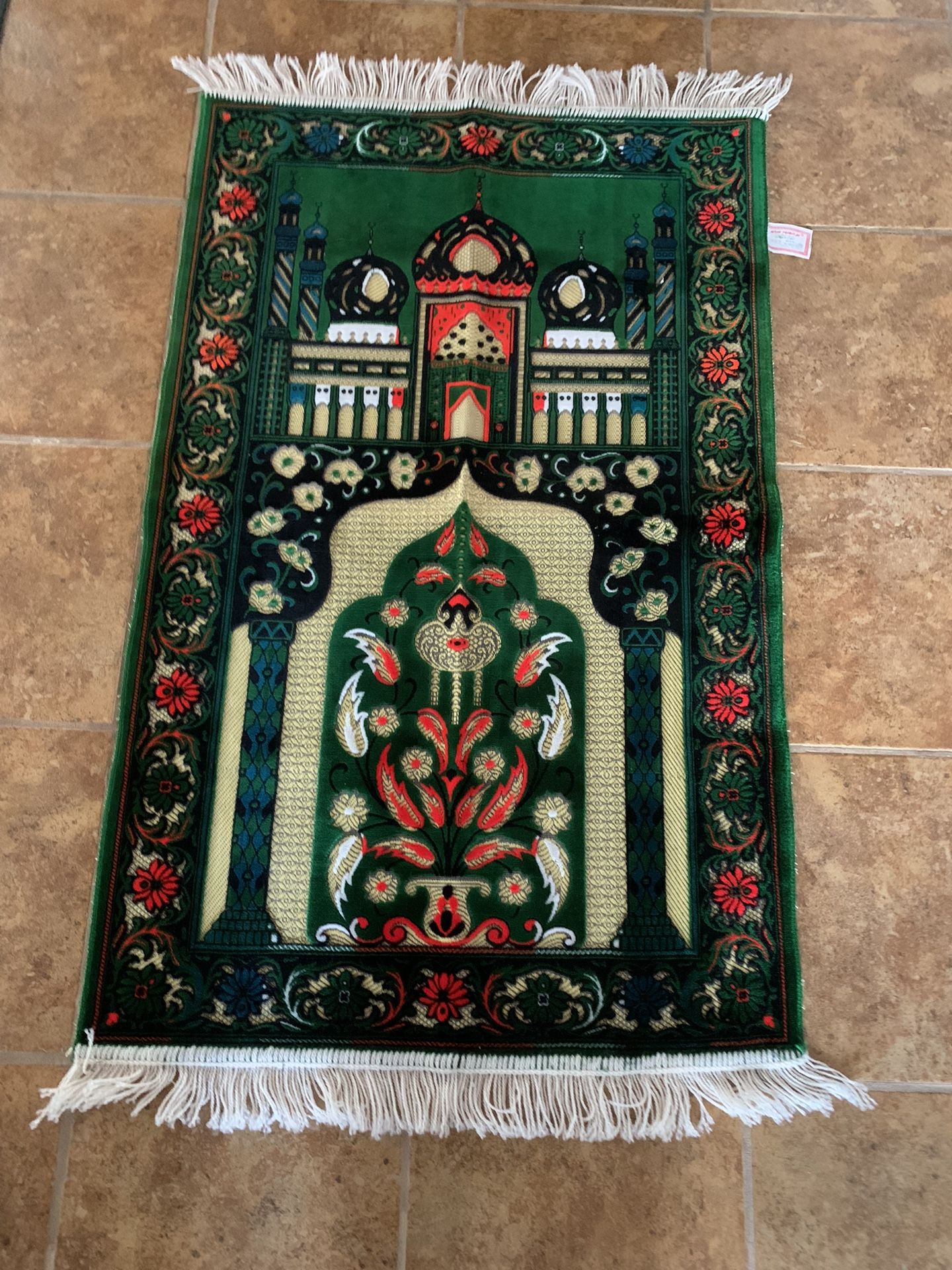 Green Turkish Prayer Rug.