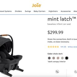 joie mint latch baby baseless infant car seat