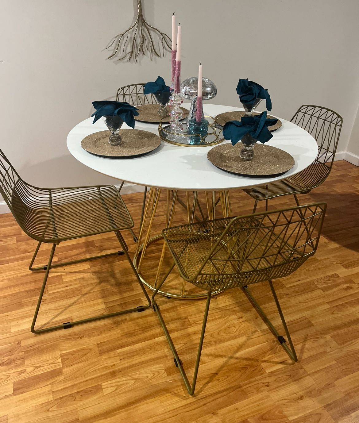 4 piece Gold & White dining set
