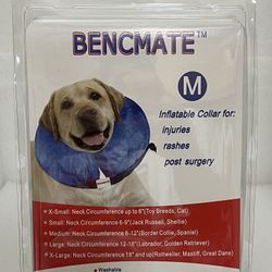 BENCMATE Inflatable Dog Collar Size M, Neck Circumference 8-12” Blue