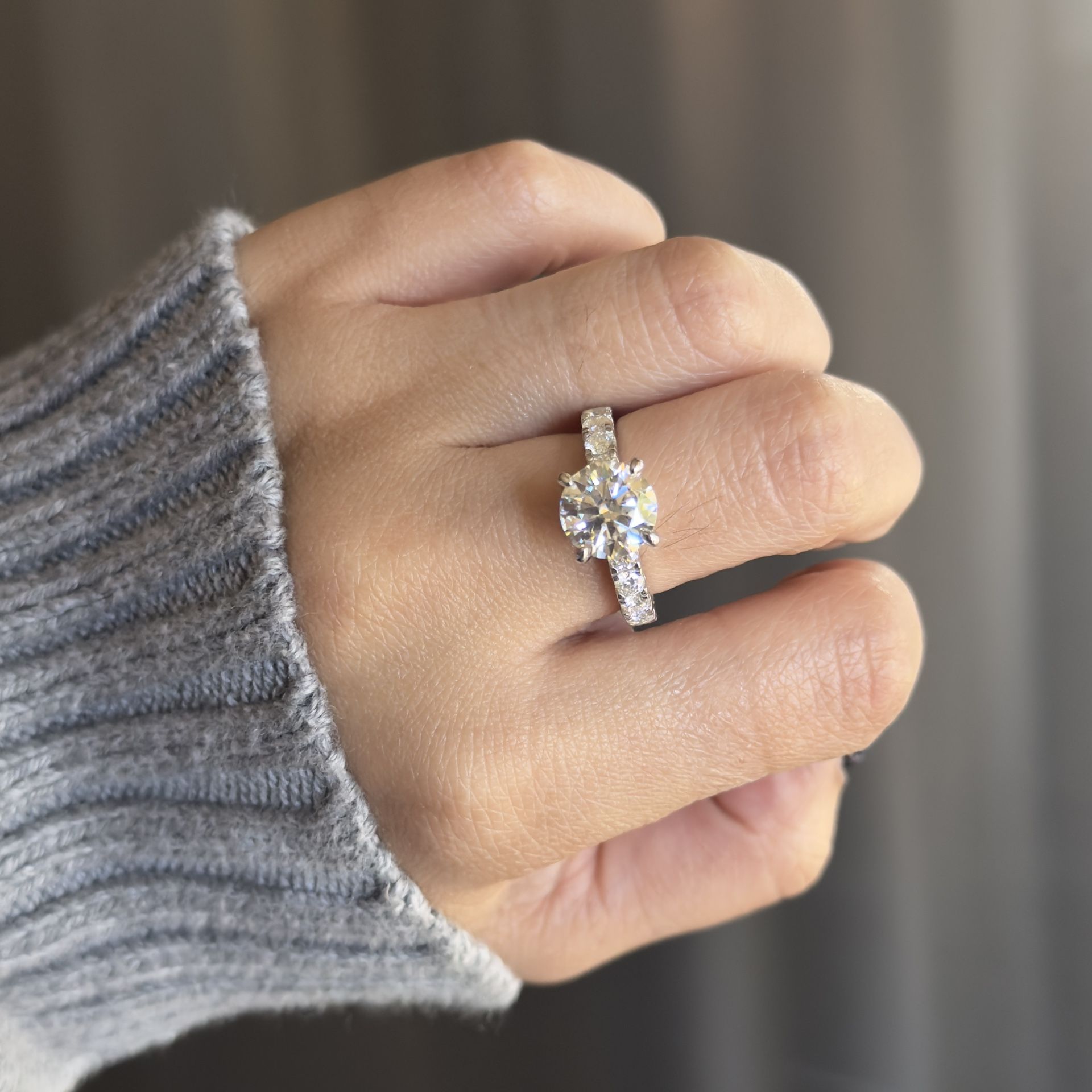 4.3cttw GRA full moissanite VVS1 engagement ring sterling 925 size 8