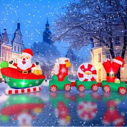NEW Christmas 8FT Long Santa Candy Cane Train Airblown Inflatable