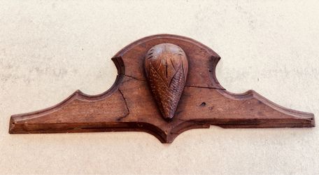 Antique Victorian Carved Furniture Crest Pediment Pine Cone 16-1/4" architectural salvage
