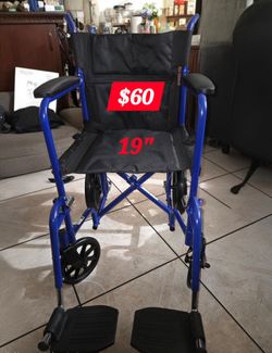 $60 New 19" Blue transport chair