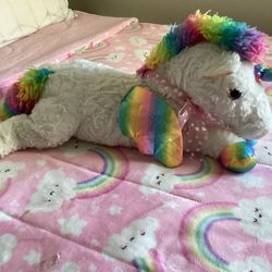  Cute White And Rainbow Unicorn Plushie For Little Girl 