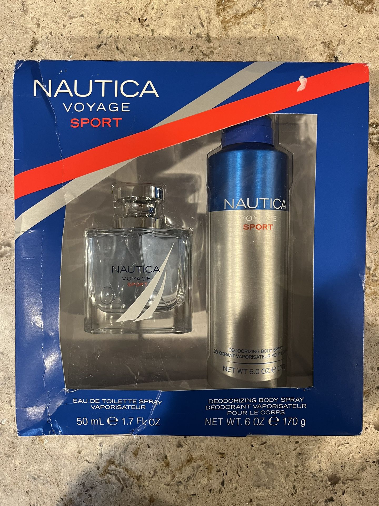 Nautica Voyage Sport Eau De Toilette & 6 oz. Deodorant Body Spray, Gift Set for Men - Brand New - Fair Box 