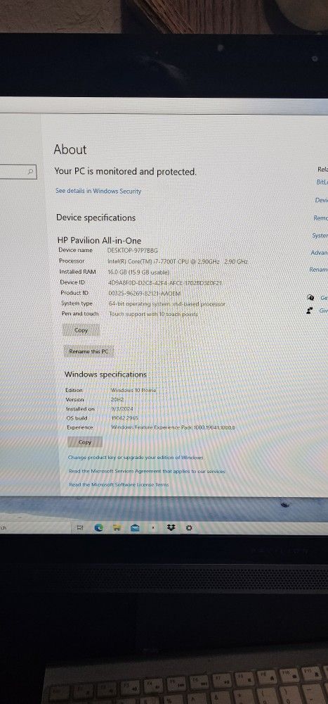 Moving Today  MIST GO. 27" All-in-one HP Desktop 