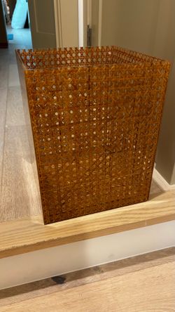 Acrylic covered rattan bathroom  trash can