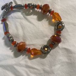 Orange Glass Beaded Bracelet