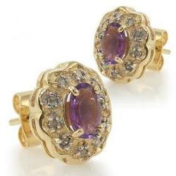 Earings Diamond 0.200 CTW
Round Cut
Amethyst1.700 CTW
 Oval Cut