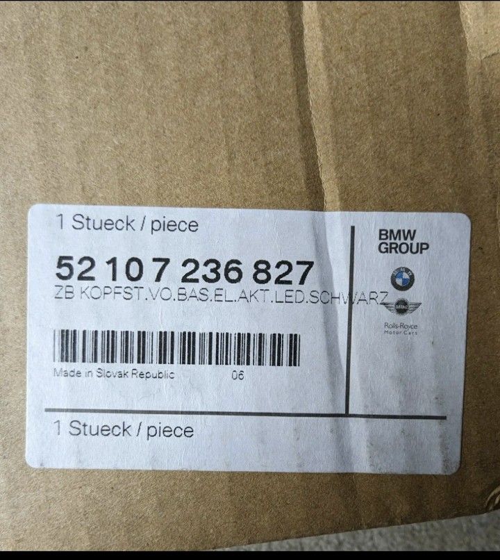 Genuine BMW OEM Electric Leather Headrest 52 10 7 236 827 ( 2010-2013 ) 5 Series