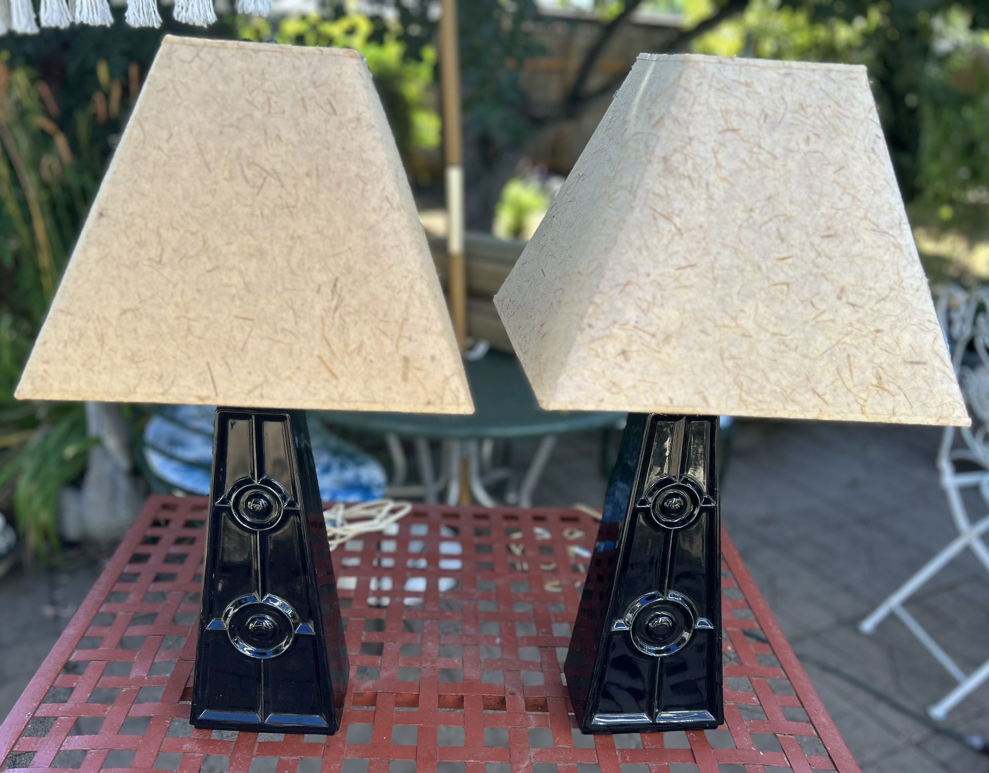 MCM Glossy Black Matched Lamps 
