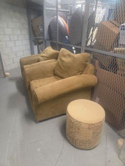 Tan Suede Oversized Armchair with Cushions