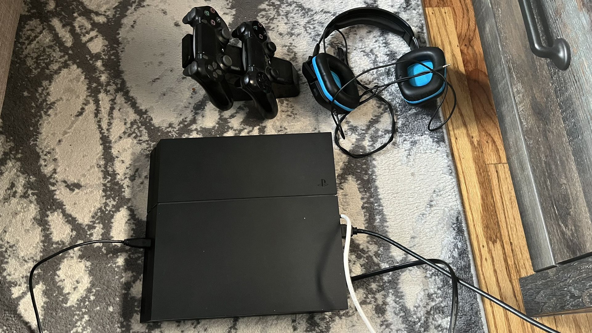 PS4 w/ controllers and headset.