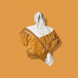 Nike Sportswear Windbreaker Sweatsuit Set – Tan/White – Jacket L / Pants L Tall