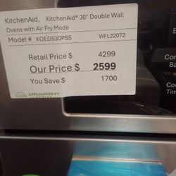 KitchenAid, 30" Double Wall Oven With Air Fry mode