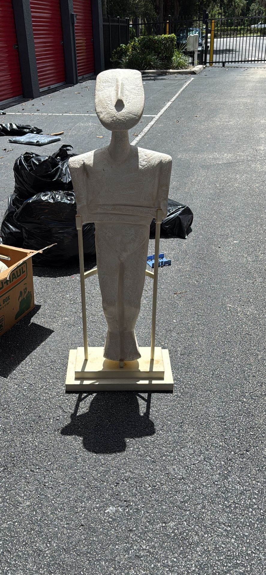 Mid 20th Century Greek Cycladic Style Idol Sculpture on a Stand