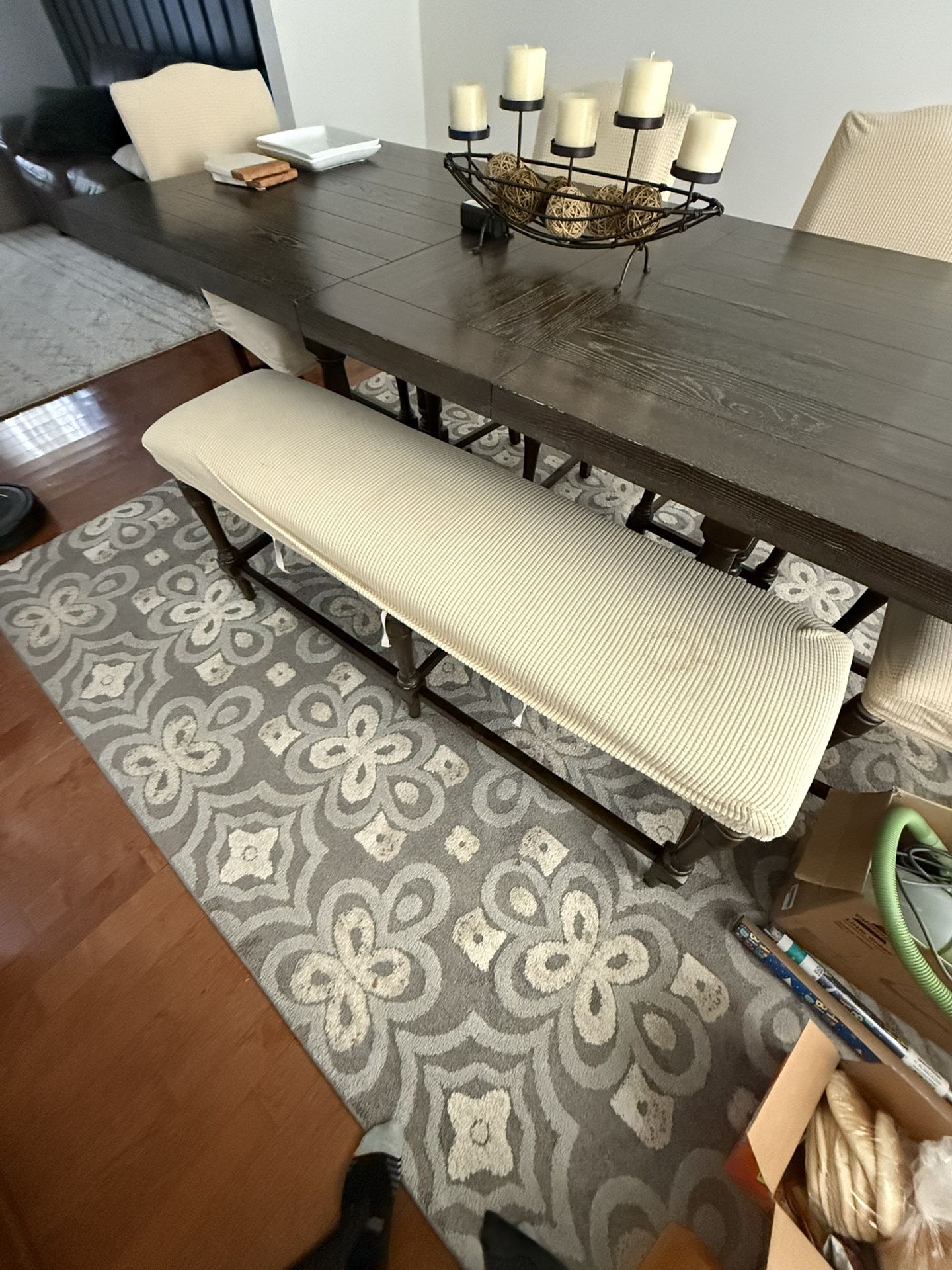 Seats 7 ( 4 Chairs And Bench) Dining Room Set