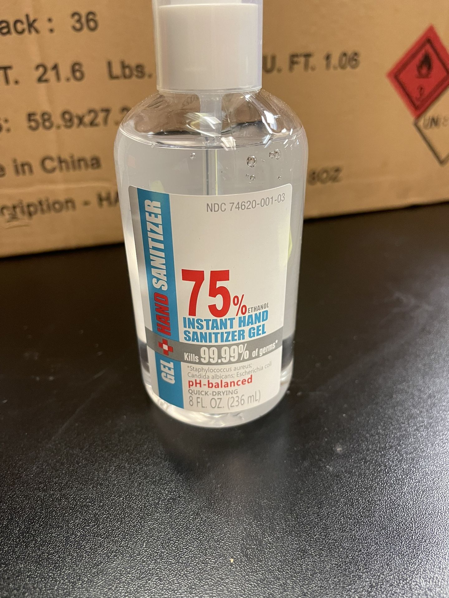 Instant Hand Sanitizer Gel, 75% Ethanol, 8oz