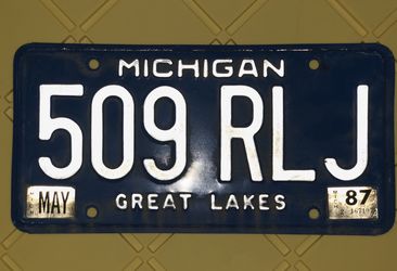 MICHIGAN 1995 PASSENGER AUTO LICENSE PLATE " FAU 748 " MI 95 GREAT LAKES
