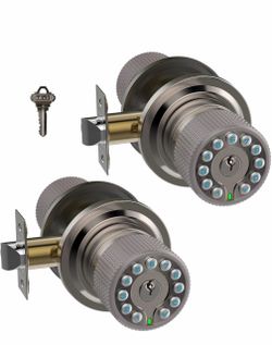 L Smart Door Knob With Keypad And Key,Keyless Entry Door Lock With Rubber Grip, Auto Lock,50 User Code,Waterproof, Easy To Install And Program For Bed