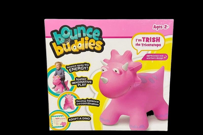 Bounce Buddies® Dino: Trish the Triceratops Ride-on Inflatable Bouncer