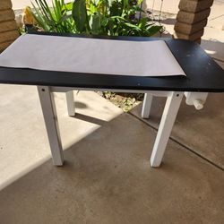 Crate & Barrell Kid's Wood Art Table with built-in paper roll holder