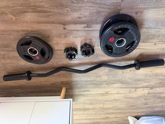 EZ Curl Bar with Weight Plates and Collars