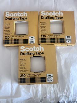 Vintage 3M Scotch Drafting Tape 3/4 in x 60 yds Paper With Cutter Boxed 230-1 Box