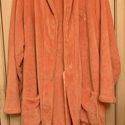 VICTORIA'S SECRET COZY SHORT PLUSH BATH ROBE POCKETS PASSION PINK XL/XXL