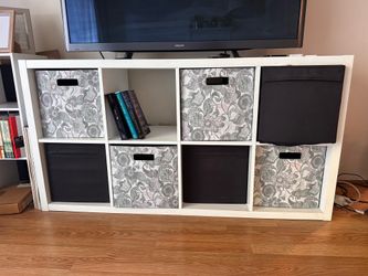 IKEA KALLAX TV Stand + 7 Storage Cubes — Ready to Use