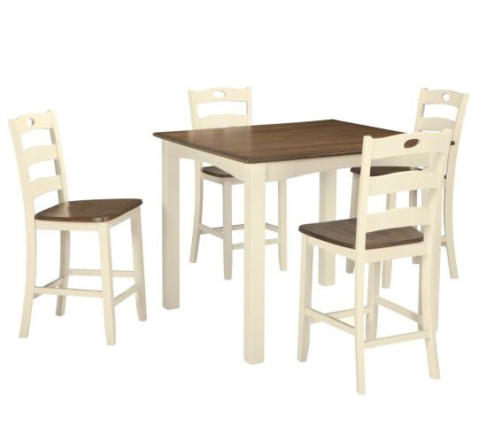 Woodanville Cream/Brown Counter Height Dining Table and Bar Stools (Set of 5)

