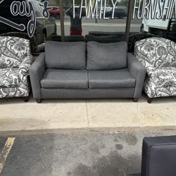 Sleeper Sofa, Loveseat, And Two Paisley Chairs
