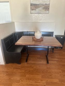 Corner dining table and bench with storage