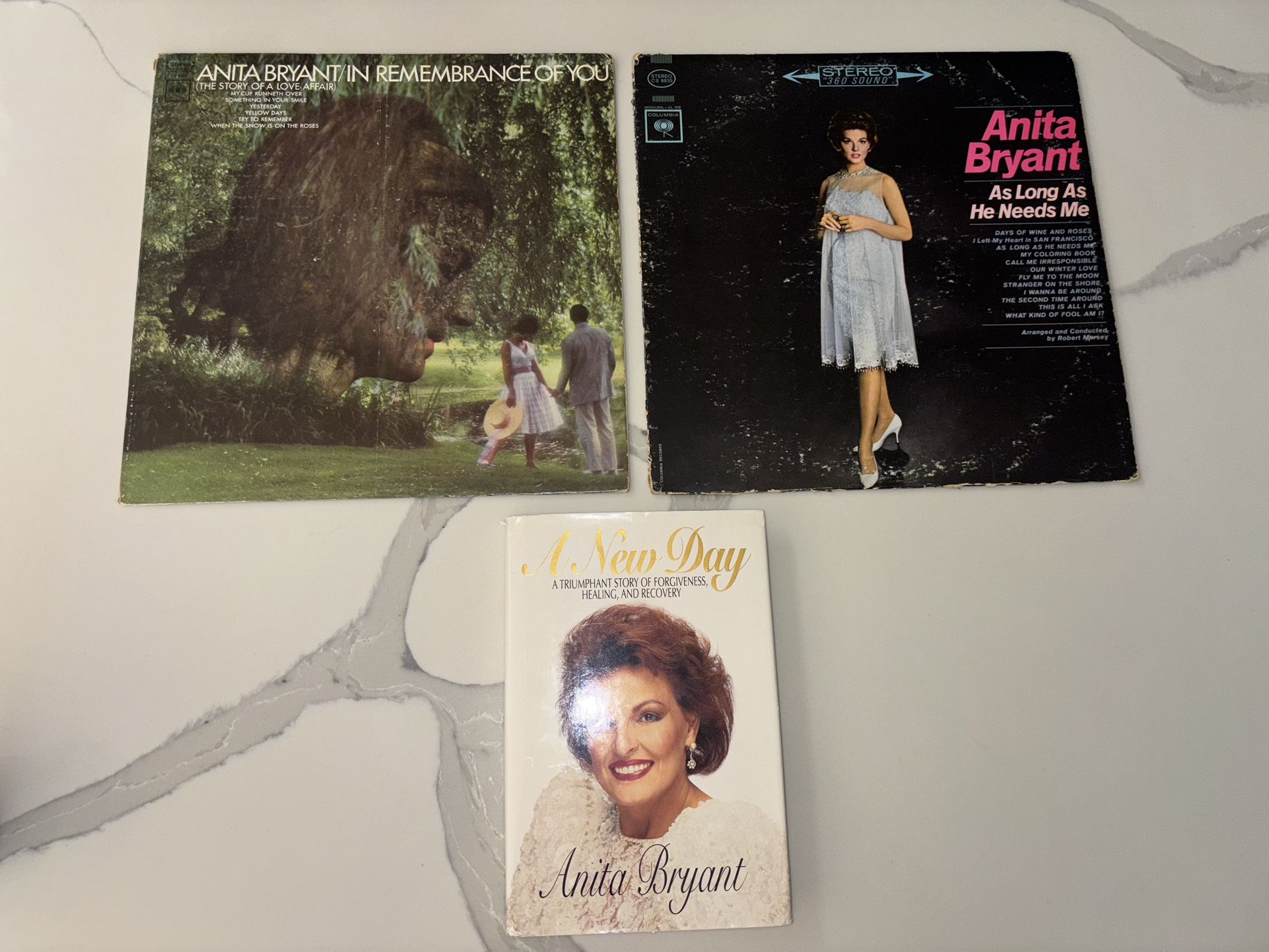 Anita Bryant Lot Of 2 Signed LPs And 1 Signed Book. 