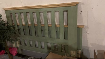 Full size wood sage green bed