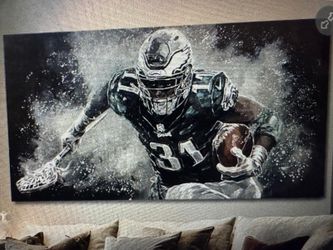 Large American Football Canvas Artwork With Modern Sports Athlete Painting Poster For Bedroom Living Room Office Gym Wall Decoration 29x58 Inch $75