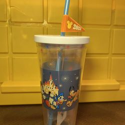 Disney Parks Mickey And Friend Cup With Straw