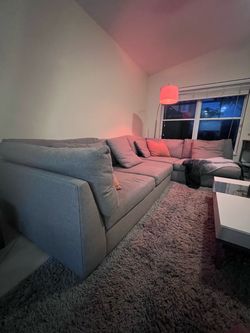 Gray Fabric Sectional Sofa with Chaise