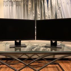 Two ( dual ) DELL E2417H 24” flatscreen widescreen Full HD 1080p VGA DP comfort display computer monitors
